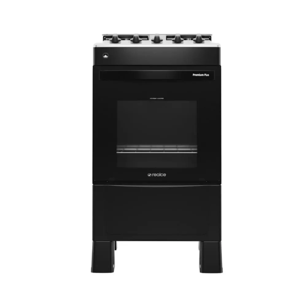 Fogão 4 Bocas de Piso a Gás Multimóveis Premium Plus Realce CR227 Mesa Inox Acendimento Automático Preto Bivolt