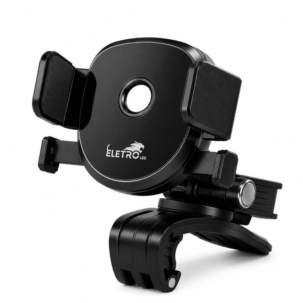 Suporte Veicular Para Celular Painel Universal Ajustável Rotação 360° Fixação por Presilha Compatível Smartphones
