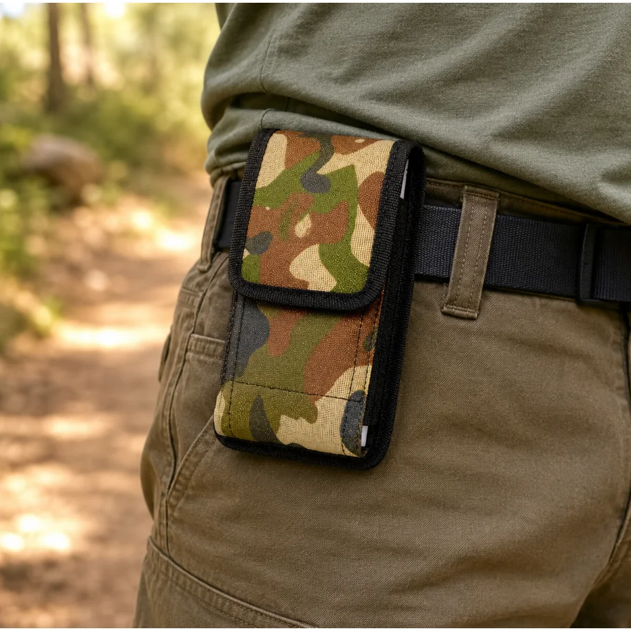 Bolsa de Cintura Porta Celular Suporte Smartphone Exercito para Cinto Clip Resistente Universal