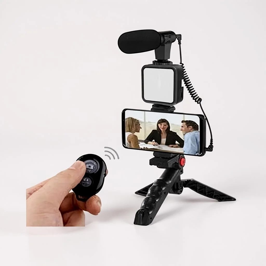 Kit Vlogging para Celular com Tripé e Suporte Universal para Smartphone