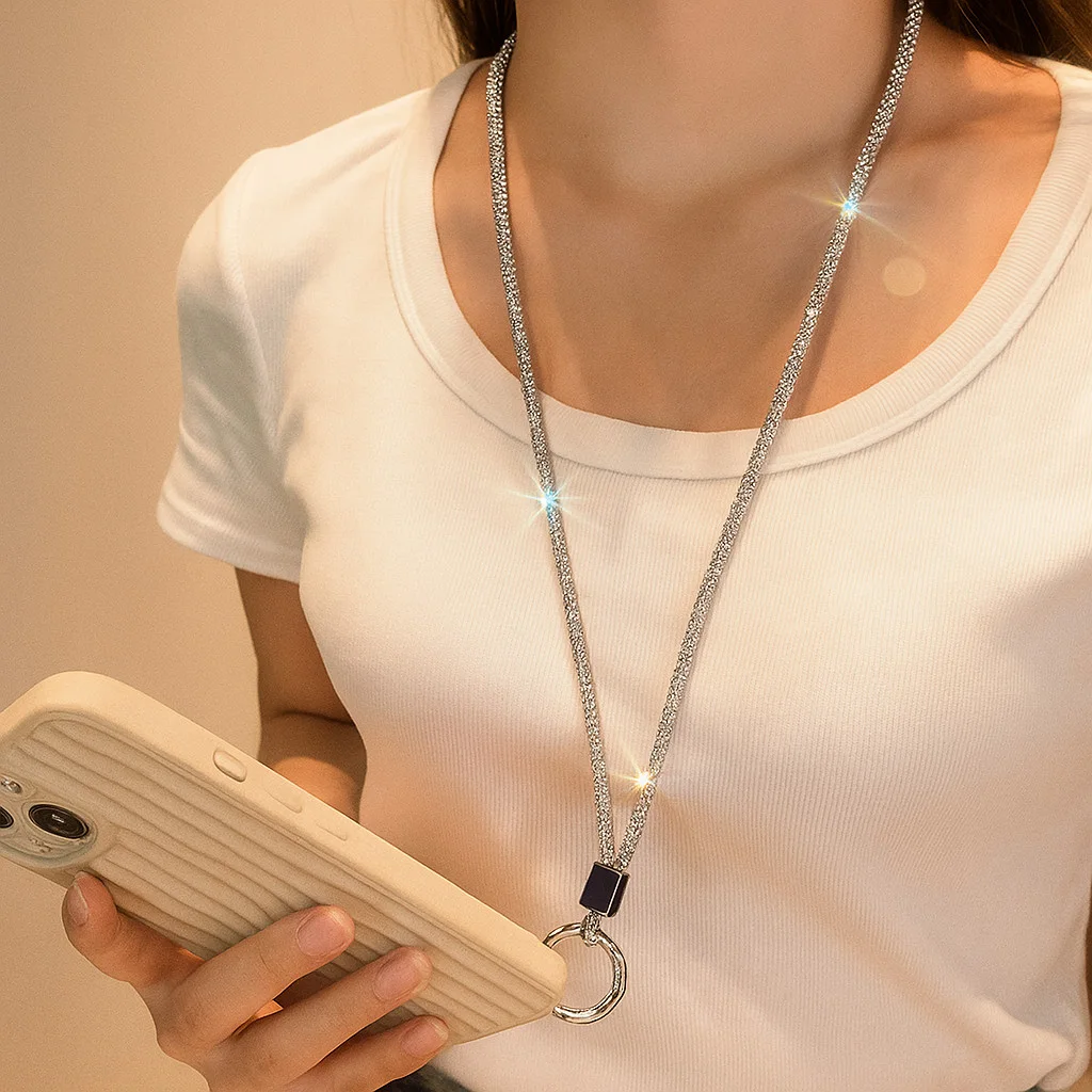 Cordão De Pescoço Para Celular Brilhoso Brilho Crystal Diamante Luxo Strass Novo Alça de Pescoço e Pulso para Smartphone