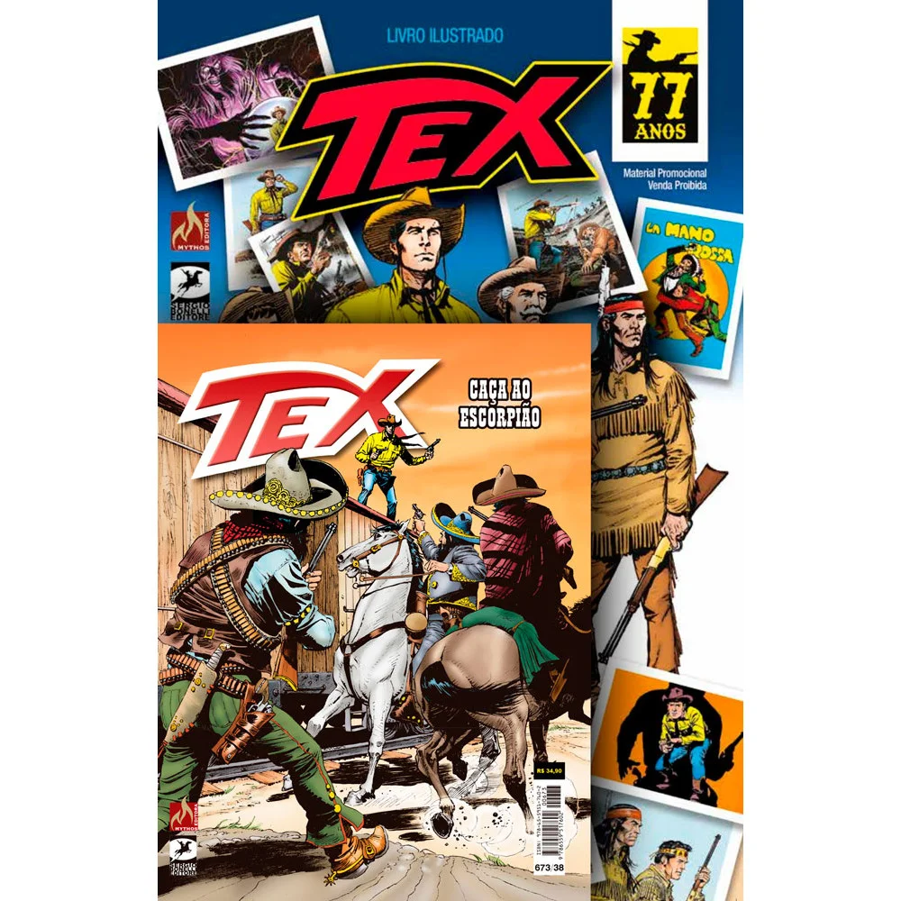 Comics - Tex 673 + Álbum de figurinhas Tex - por Pasquale Ruju - Mythos Editora