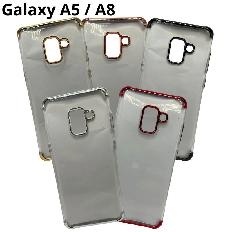 Capinha Case Galaxy A8 A5 CTA8A5 Capa Protetora Transparente Bordas Coloridas Smartphone Elegante Cores Metalizadas
