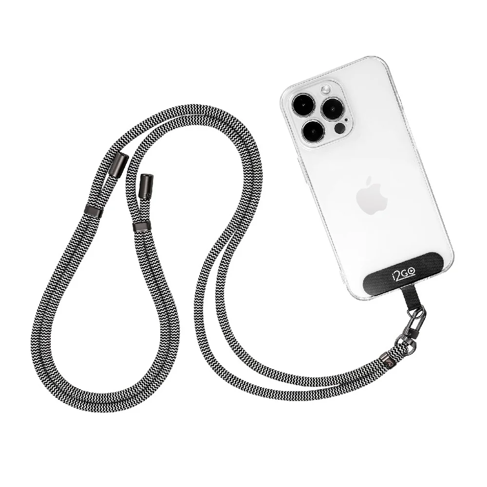 Cordão Para Smartphone i2GO Nylon Premium Preto e Branco