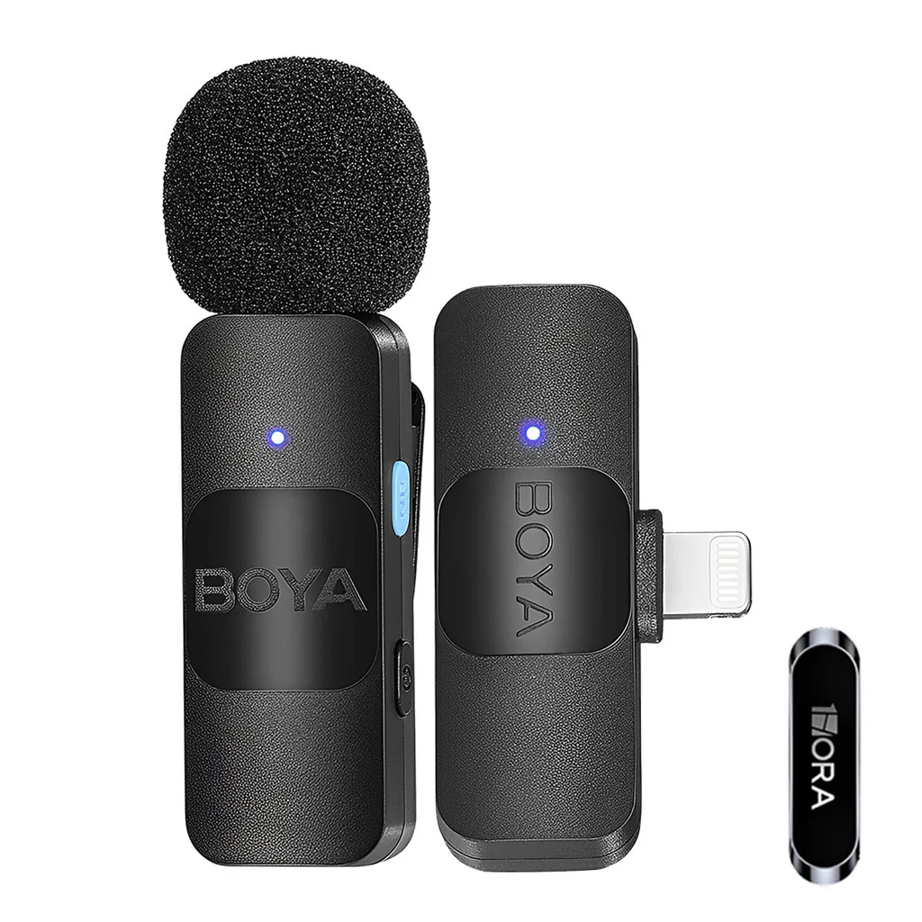 Microfone de Lapela Boya By-v1 p/Ios + Suporte p/Smartphone (K-4922-5880)