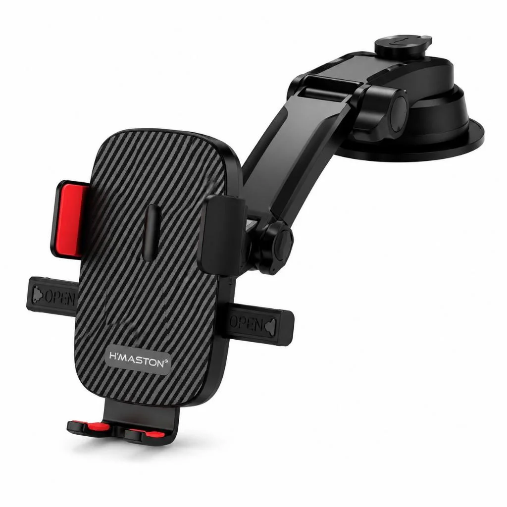 Suporte Veicular Para Celular Himaston CJ79 Universal Com Ventosa Rotação 360 Graus Ajuste Automático Smartphone