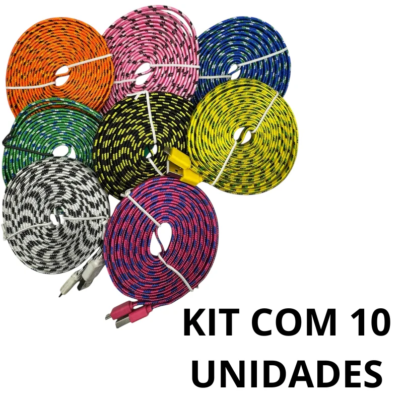Cabo USB CV8T2M 2mts Revestido em tecido colorido micro USB V8 para Smartphone tablets