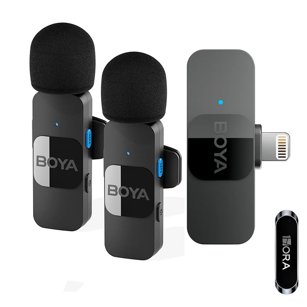 Microfone de Lapela Boya By-v2 p/Ios + Suporte p/Smartphone (K-4914-5880)